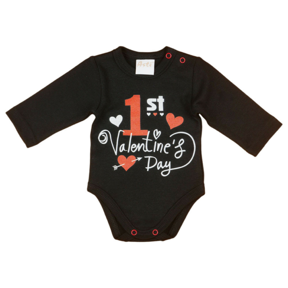 "1st Valentine's day" feliratos valentin napi baba body fekete