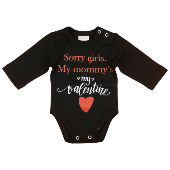 "Sorry girls. My Mommy's my valentine" feliratos valentin napi baba body fekete