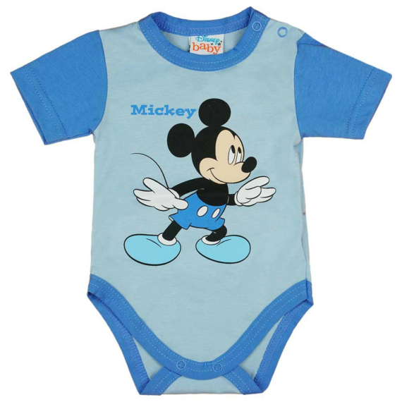 Rövid ujjú baba body Mickey egér mintával kék