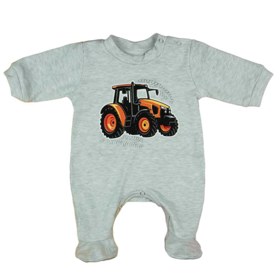Hosszú ujjú baba rugdalózó traktoros mintával