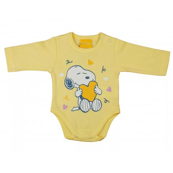 ABR Hosszú ujjú pamut body - Sárga - Snoopy (50)